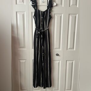 Who What Wear Black and grey Striped Jumpsuit